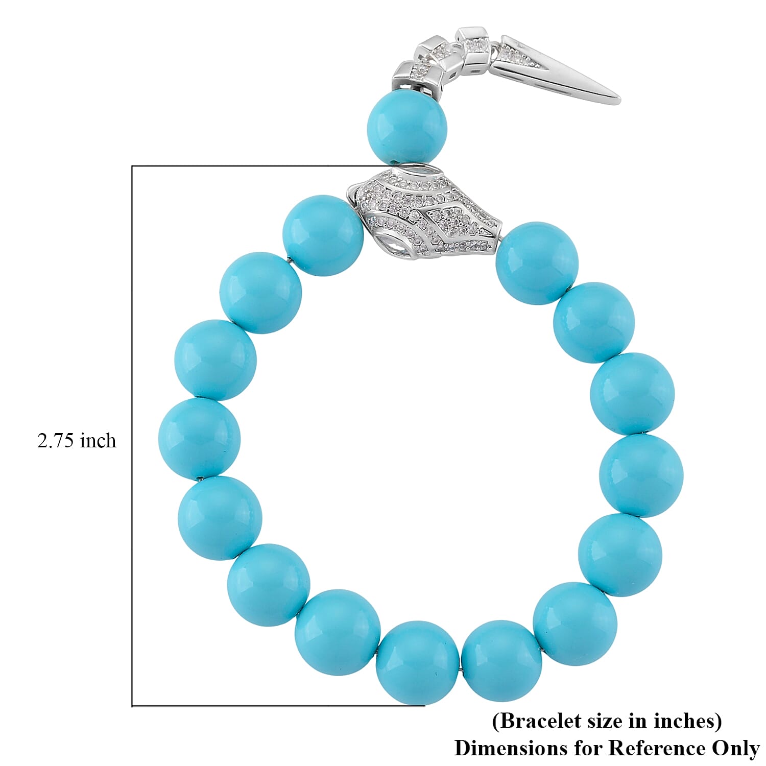 Sleeping Beauty Color Shell Pearl and Simulated Diamond Bracelet in Silvertone (7.50 In)