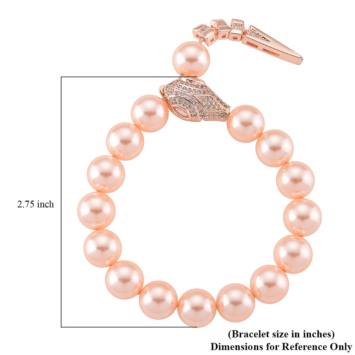 Pink Shell Pearl and Simulated Diamond Bracelet in Rosetone (7.00 In) image number 5