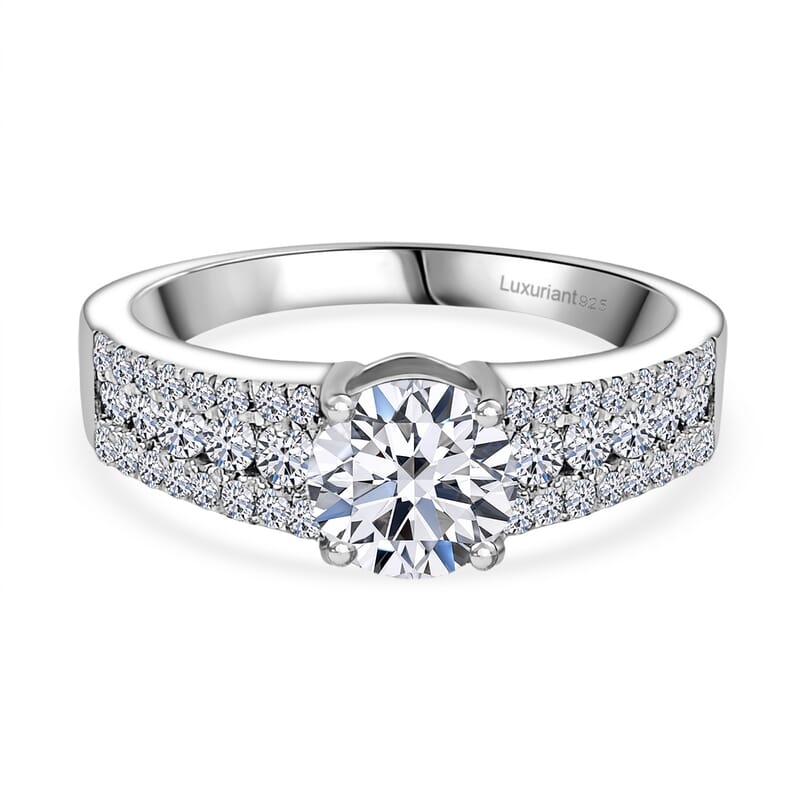 Luxuriant Lab Grown Diamond G-H SI 1.50 ctw Ring in Rhodium Over Sterling Silver (Size 11.5)