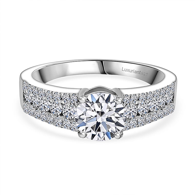 Luxuriant Lab Grown Diamond G-H SI 1.50 ctw Ring in Rhodium Over Sterling Silver (Size 11.5)