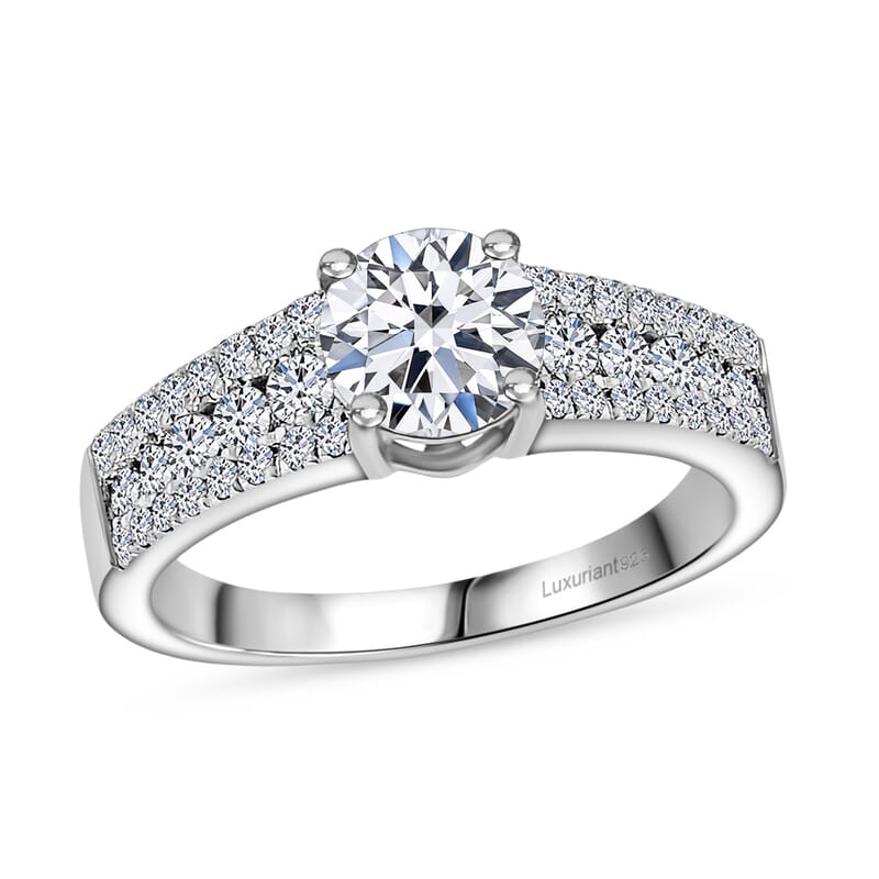 Luxuriant Lab Grown Diamond G-H SI 1.50 ctw Ring in Rhodium Over Sterling Silver (Size 11.5)
