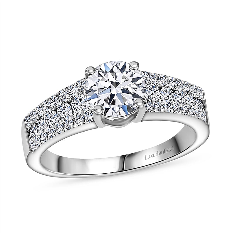 Luxuriant Lab Grown Diamond G-H SI 1.50 ctw Ring in Rhodium Over Sterling Silver (Size 11.5)