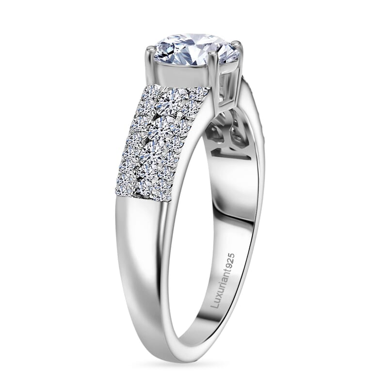 Luxuriant Lab Grown Diamond G-H SI 1.50 ctw Ring in Rhodium Over Sterling Silver (Size 11.5)
