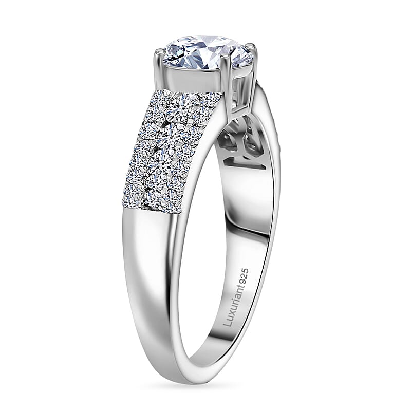 Luxuriant Lab Grown Diamond G-H SI 1.50 ctw Ring in Rhodium Over Sterling Silver (Size 11.5)