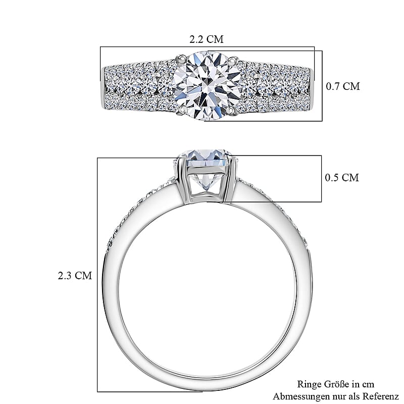 Luxuriant Lab Grown Diamond G-H SI 1.50 ctw Ring in Rhodium Over Sterling Silver (Size 11.5)