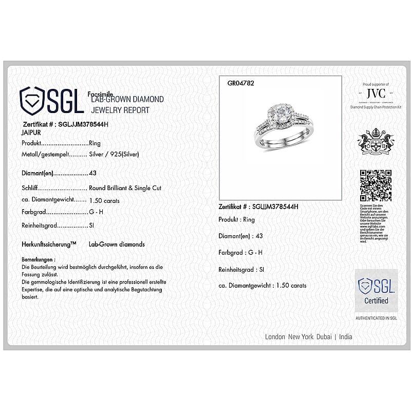 Luxuriant Lab Grown Diamond G-H SI 1.50 ctw Ring in Rhodium Over Sterling Silver (Size 11.5)