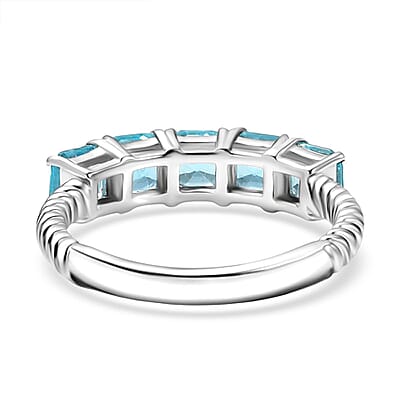 D'Joy Betroka Blue Apatite 1.80 ctw Band Ring in Rhodium Over Sterling Silver (Size 11.5)