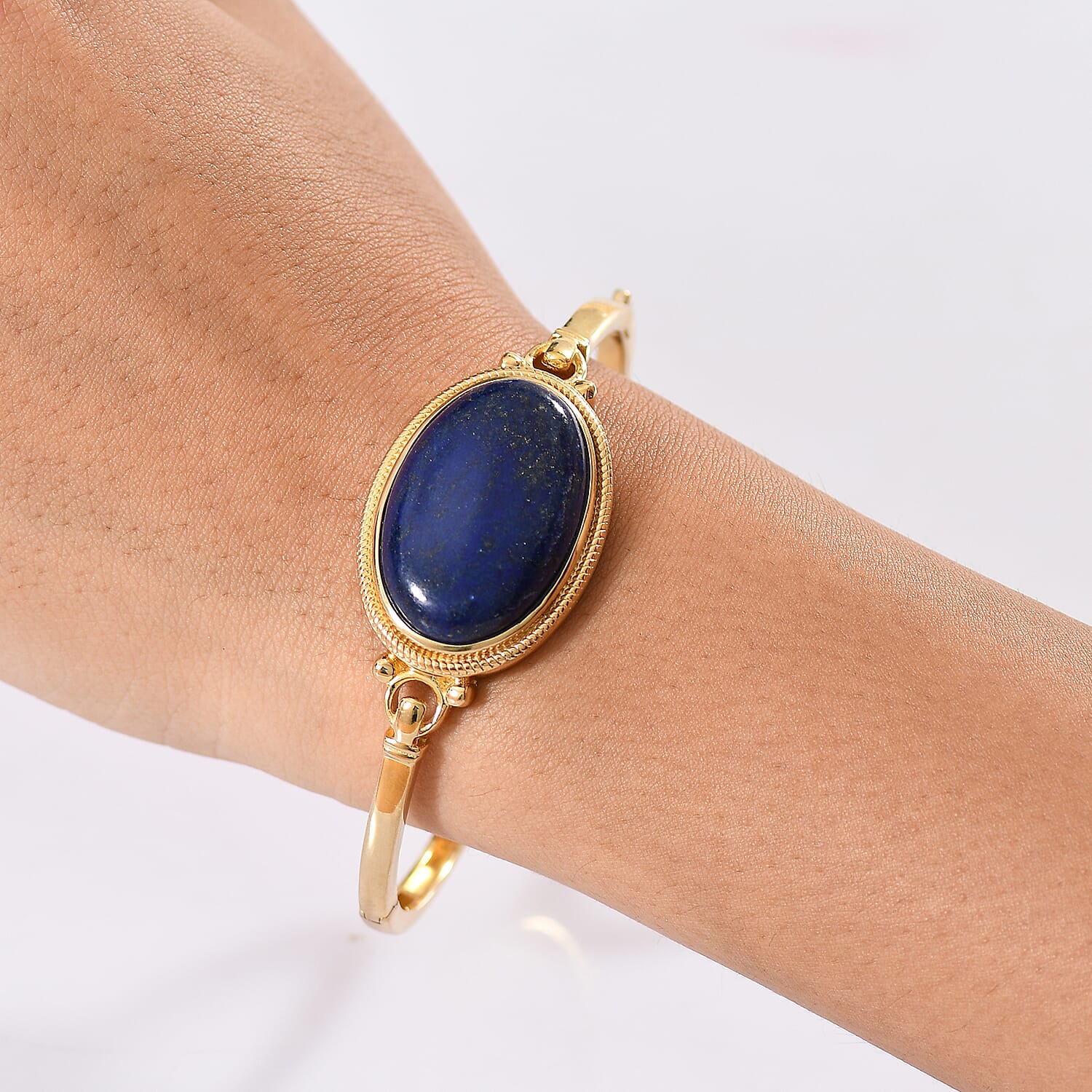 EverTrue Lapis Lazuli 35.25 ctw Bangle Bracelet in 18K YG Plated (7.50 In)