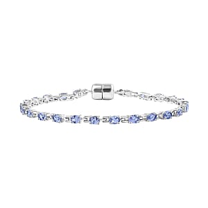 D'Joy Tanzanite 4.10 ctw Bracelet in Rhodium Over Sterling Silver (7.00 In)