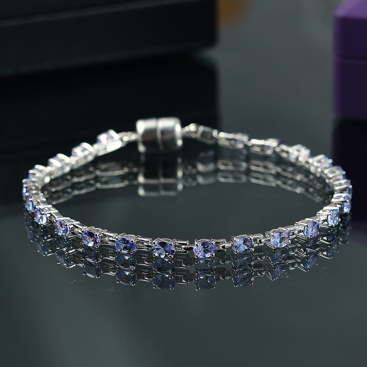 D'Joy Tanzanite 4.10 ctw Bracelet in Rhodium Over Sterling Silver (7.00 In) image number 1