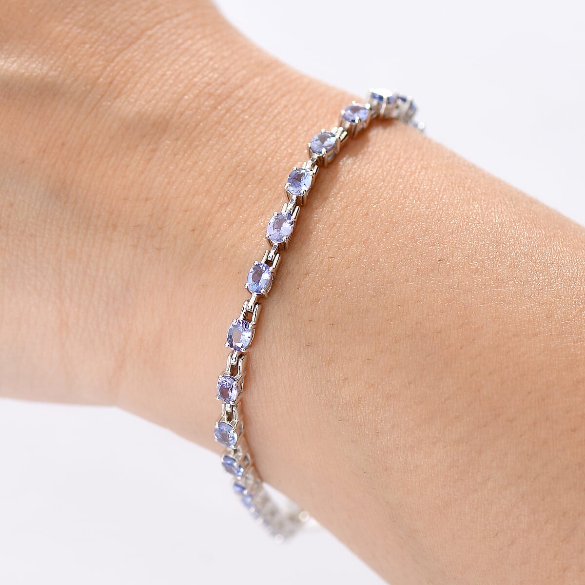 D'Joy Tanzanite 4.10 ctw Bracelet in Rhodium Over Sterling Silver (7.00 In) image number 2