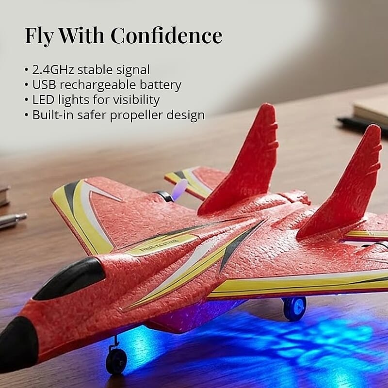 Livmore Red Remote Control Foam RC Airplane Toy