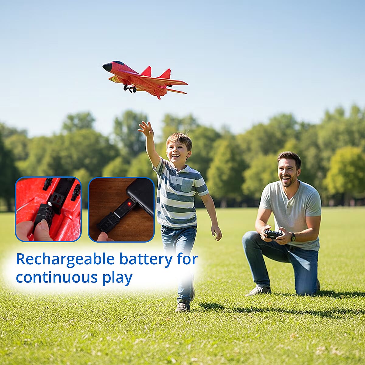 Livmore Red Remote Control Foam RC Airplane Toy image number 3