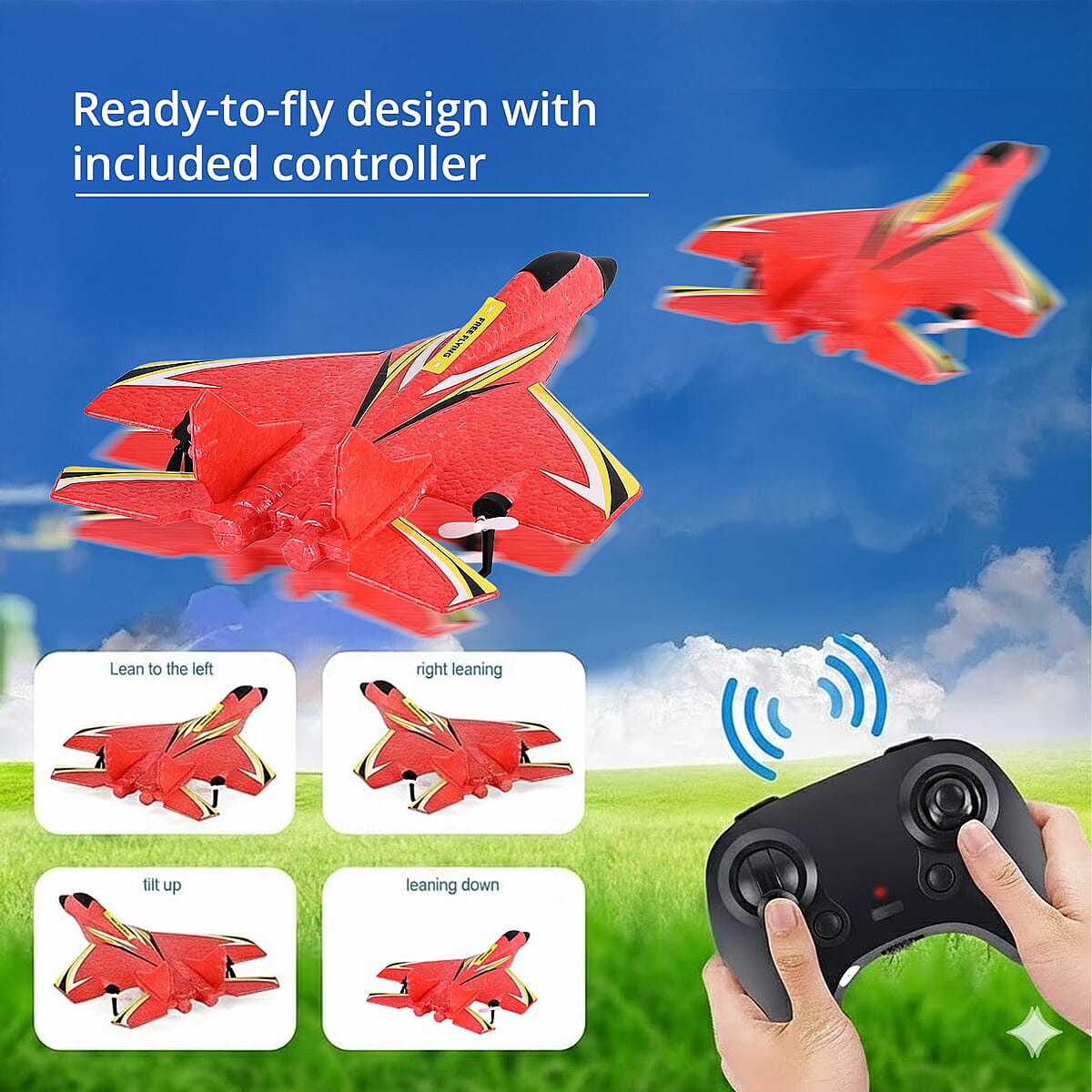 Livmore Red Remote Control Foam RC Airplane Toy image number 4