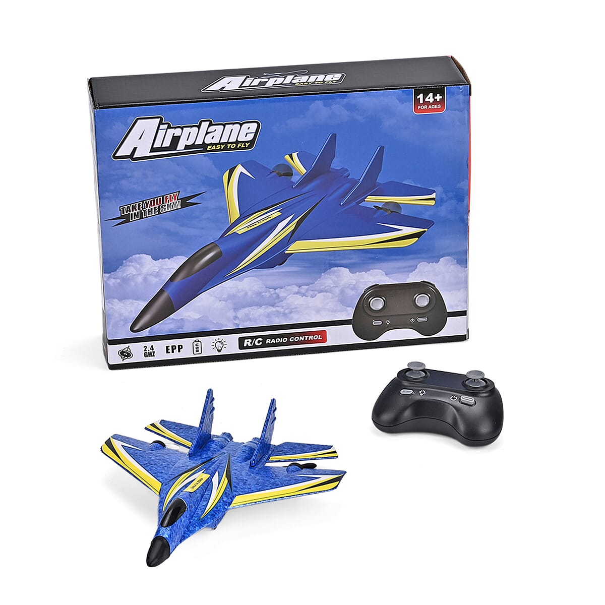 Livmore Blue Remote Control Foam RC Airplane Toy image number 0