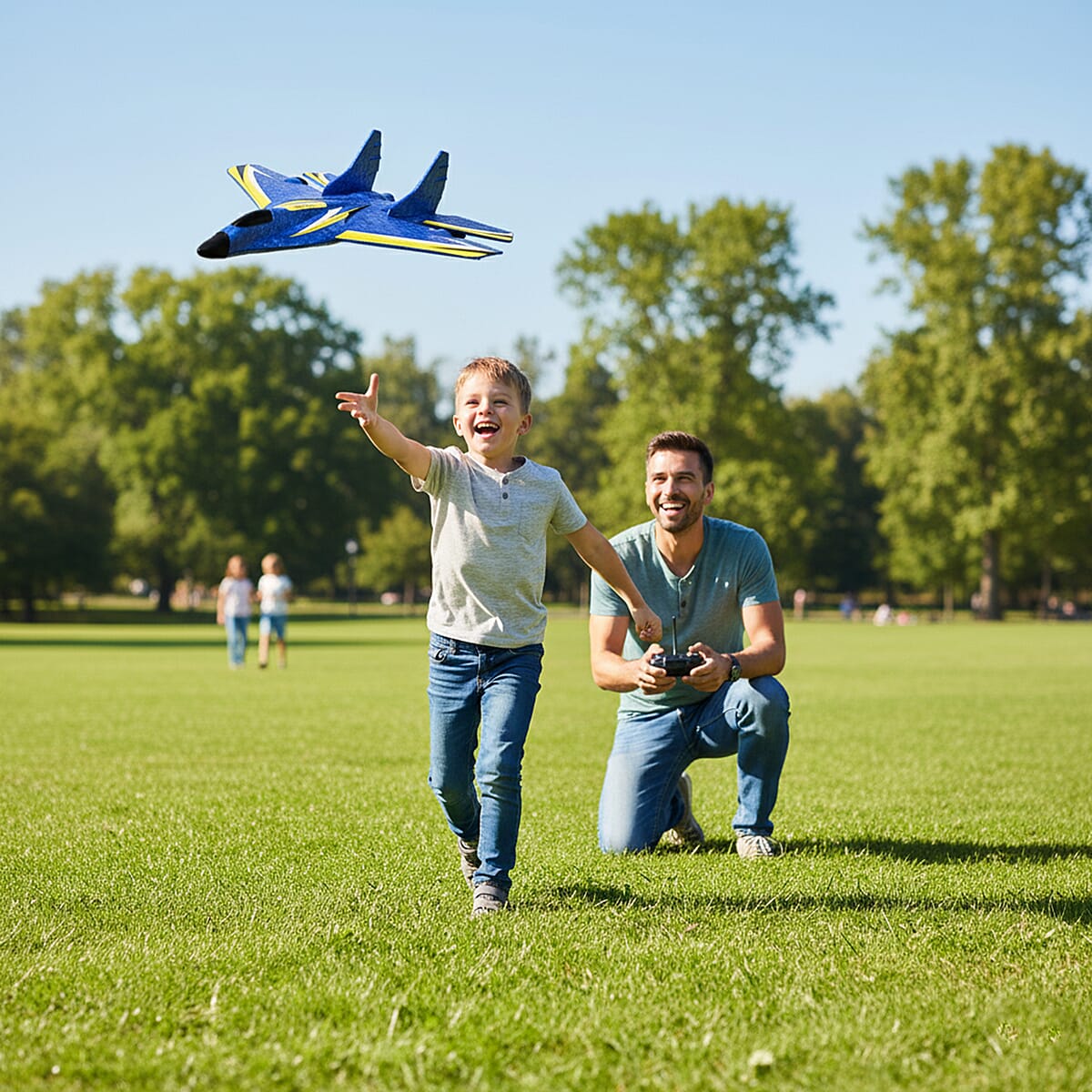 Livmore Blue Remote Control Foam RC Airplane Toy image number 2