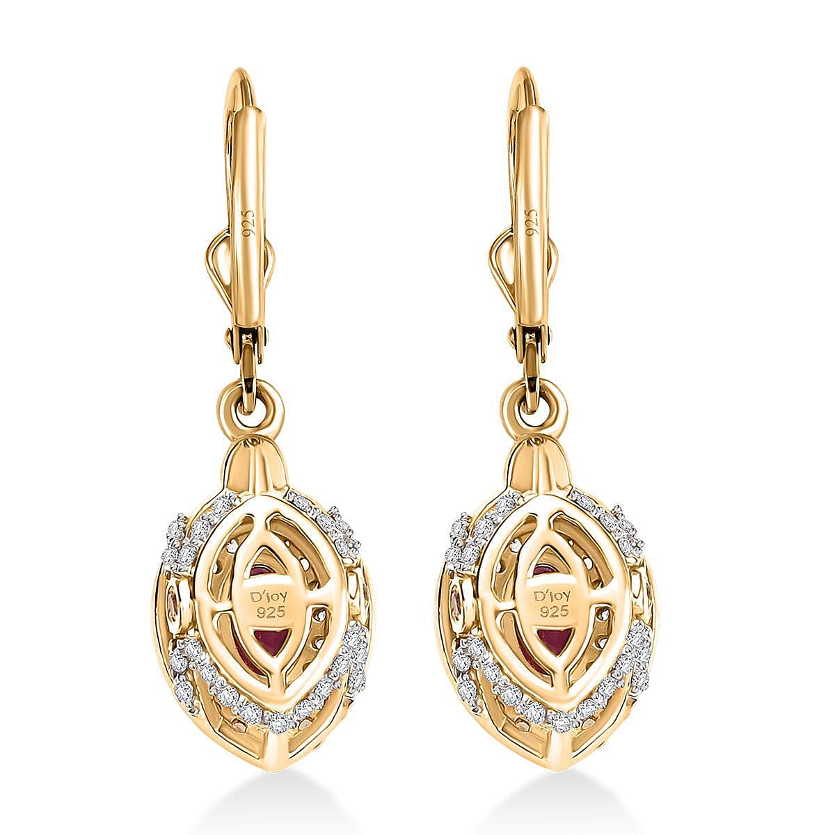 D'Joy AAA Royal Ruby and Multi Gemstone 2.50 ctw Earrings in 18K Vermeil YG Over Sterling Silver image number 4