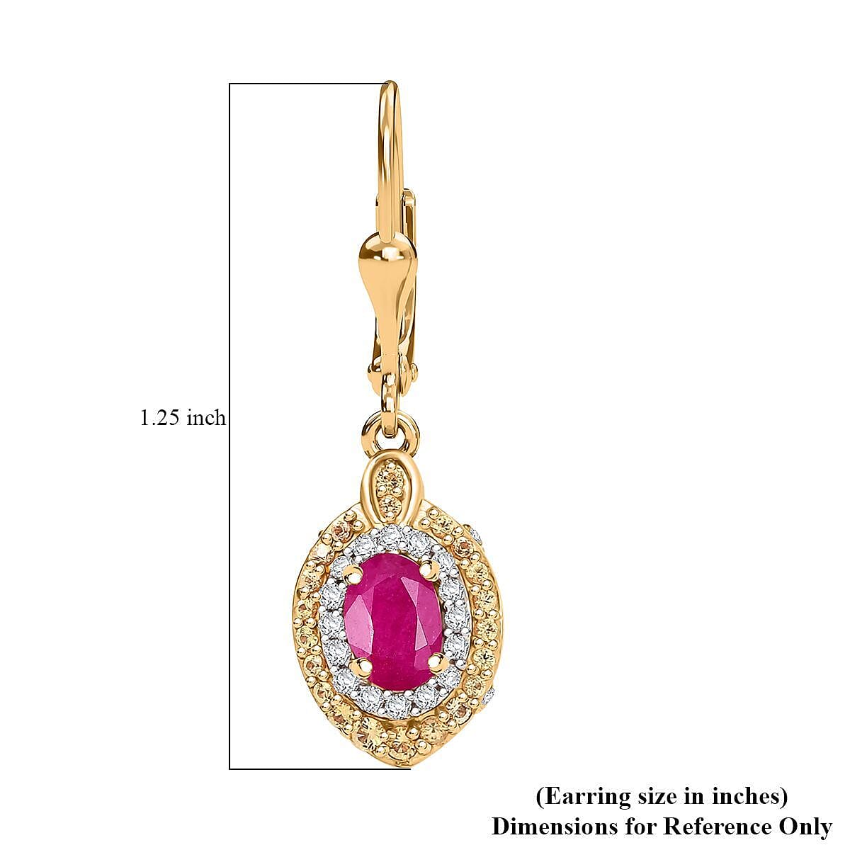D'Joy AAA Royal Ruby and Multi Gemstone 2.50 ctw Earrings in 18K Vermeil YG Over Sterling Silver image number 5