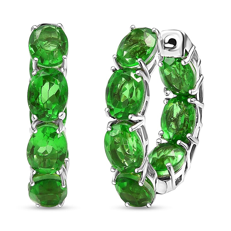 EverTrue Chartreuse Quartz (Triplet) 20.50 ctw Hoop Earrings in Platinum Bond