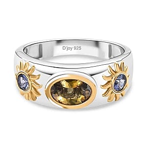 D'Joy Natural Golden Tanzanite and Tanzanite 1.07 ctw Ring in Sterling Silver (Size 6.5)