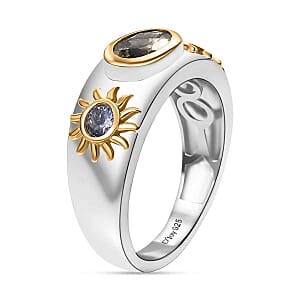 D'Joy Natural Golden Tanzanite and Tanzanite 1.07 ctw Ring in Sterling Silver (Size 6.5)
