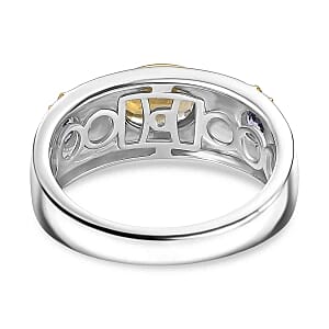 D'Joy Natural Golden Tanzanite and Tanzanite 1.07 ctw Ring in Sterling Silver (Size 6.5)