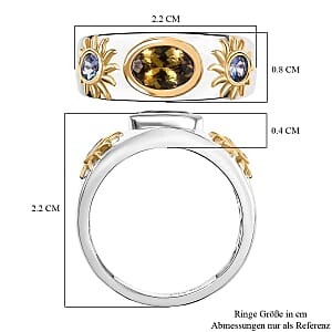 D'Joy Natural Golden Tanzanite and Tanzanite 1.07 ctw Ring in Sterling Silver (Size 6.5)