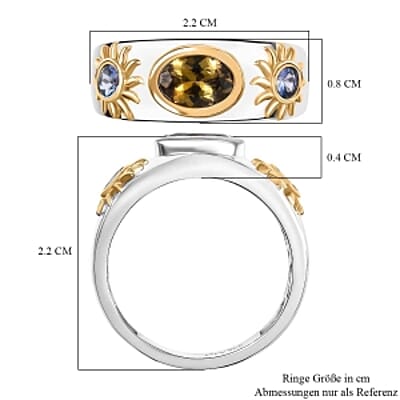 D'Joy Natural Golden Tanzanite and Tanzanite 1.07 ctw Ring in Sterling Silver (Size 6.5)