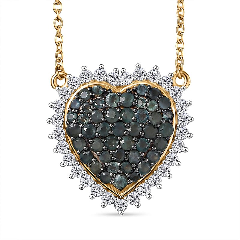 D'Joy Narsipatnam Alexandrite and White Zircon Eternal Love Necklace 18-20 Inches in 18K Vermeil Yellow Gold Over Sterling Silver