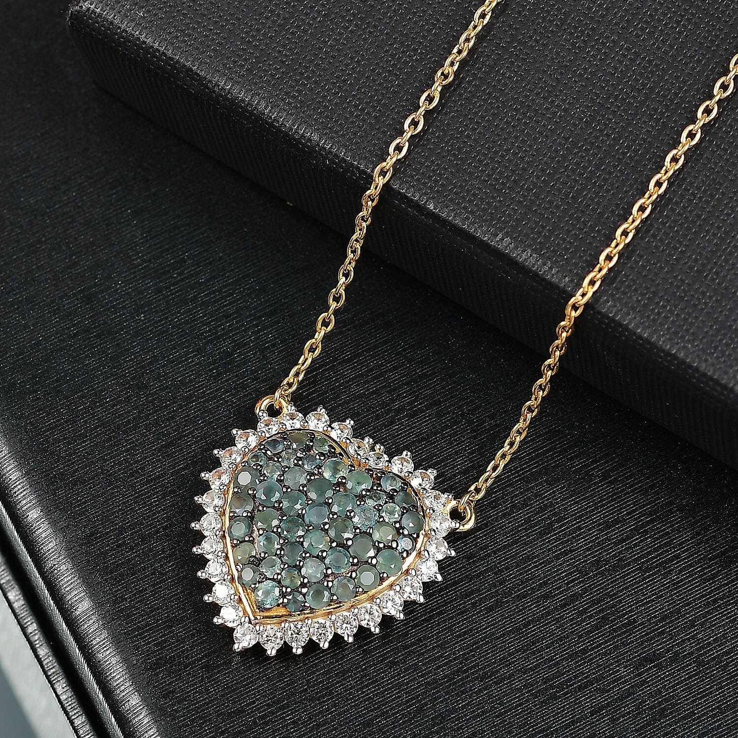 D'Joy Narsipatnam Alexandrite and White Zircon Eternal Love Necklace 18-20 Inches in 18K Vermeil Yellow Gold Over Sterling Silver