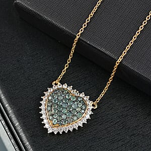 D'Joy Narsipatnam Alexandrite and White Zircon Eternal Love Necklace 18-20 Inches in 18K Vermeil Yellow Gold Over Sterling Silver