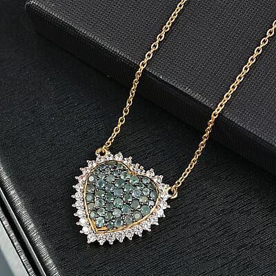 D'Joy Narsipatnam Alexandrite and White Zircon Eternal Love Necklace 18-20 Inches in 18K Vermeil Yellow Gold Over Sterling Silver