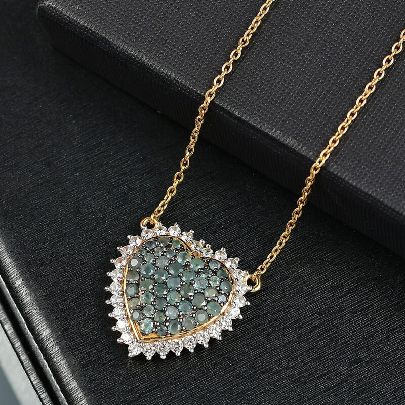 D'Joy Narsipatnam Alexandrite and White Zircon Eternal Love Necklace 18-20 Inches in 18K Vermeil Yellow Gold Over Sterling Silver