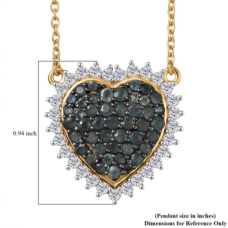D'Joy Narsipatnam Alexandrite and White Zircon Eternal Love Necklace 18-20 Inches in 18K Vermeil Yellow Gold Over Sterling Silver