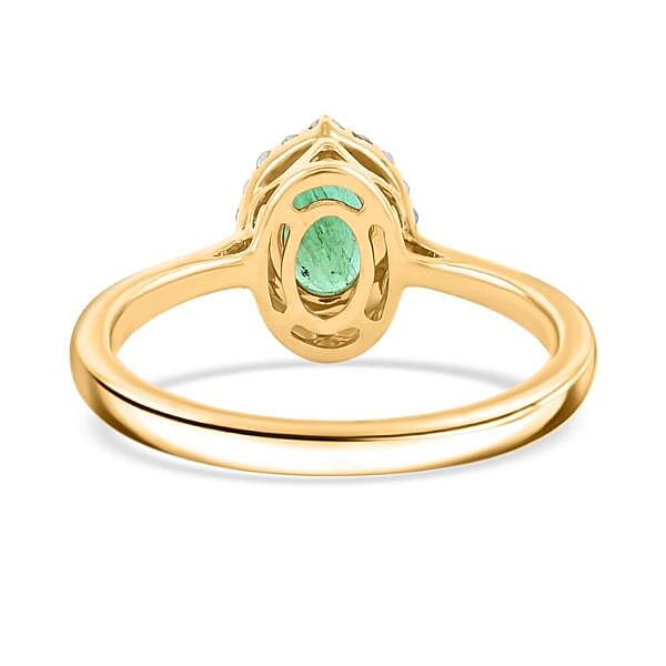 Luxoro AAA Kagem Zambian Emerald and G-H I2 Diamond 1.00 ctw Ring in 14K Yellow Gold (Size 10.0)