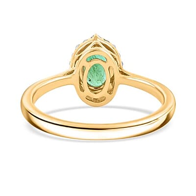 Luxoro AAA Kagem Zambian Emerald and G-H I2 Diamond 1.00 ctw Ring in 14K Yellow Gold (Size 10.0)