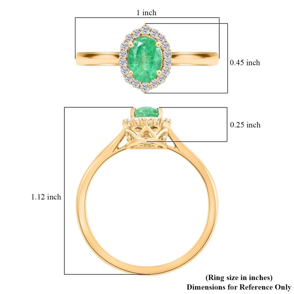 Luxoro AAA Kagem Zambian Emerald and G-H I2 Diamond 1.00 ctw Ring in 14K Yellow Gold (Size 9.0) (Del. In 10-15 Days) image number 5