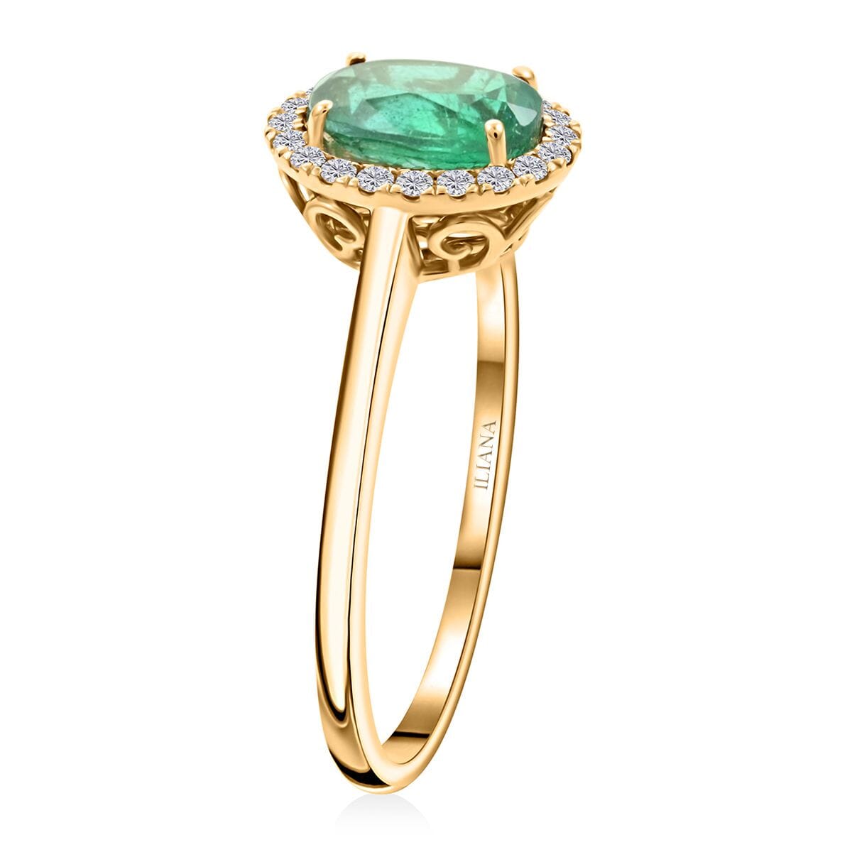 Luxoro AAA Kagem Zambian Emerald and G-H I2 Diamond 1.40 ctw Ring in 14K Yellow Gold (Size 10.0) (Del. In 10-15 Days) image number 3