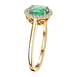 Luxoro AAA Kagem Zambian Emerald and G-H I2 Diamond 1.40 ctw Ring in 14K Yellow Gold (Size 10.0) (Del. In 10-15 Days)