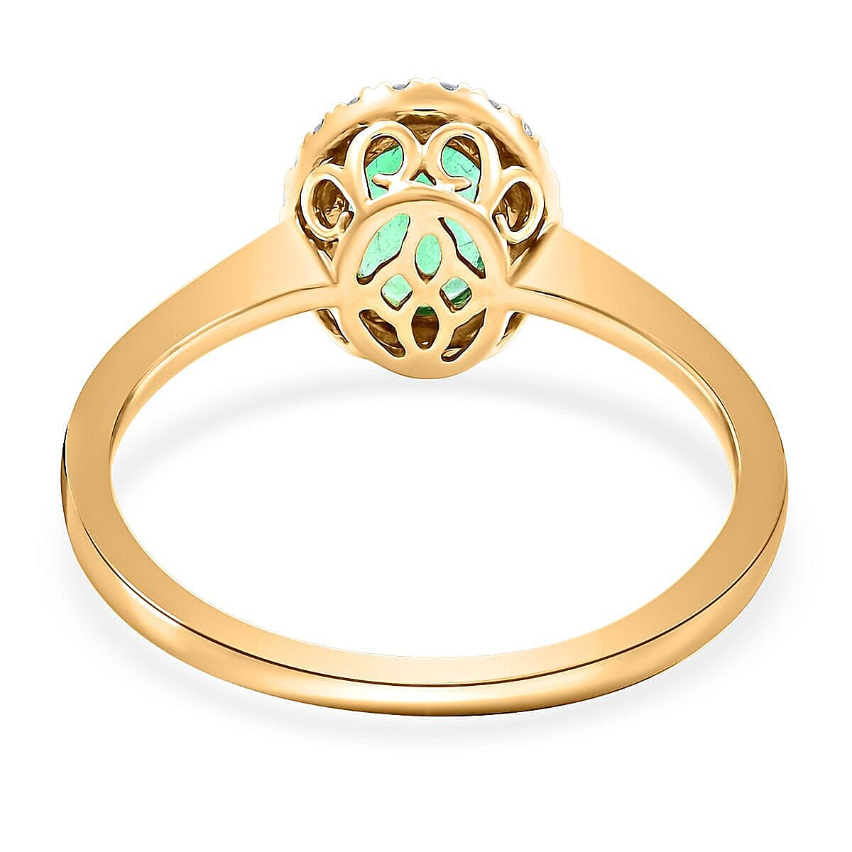 Luxoro AAA Kagem Zambian Emerald and G-H I2 Diamond 1.40 ctw Ring in 14K Yellow Gold (Size 10.0)