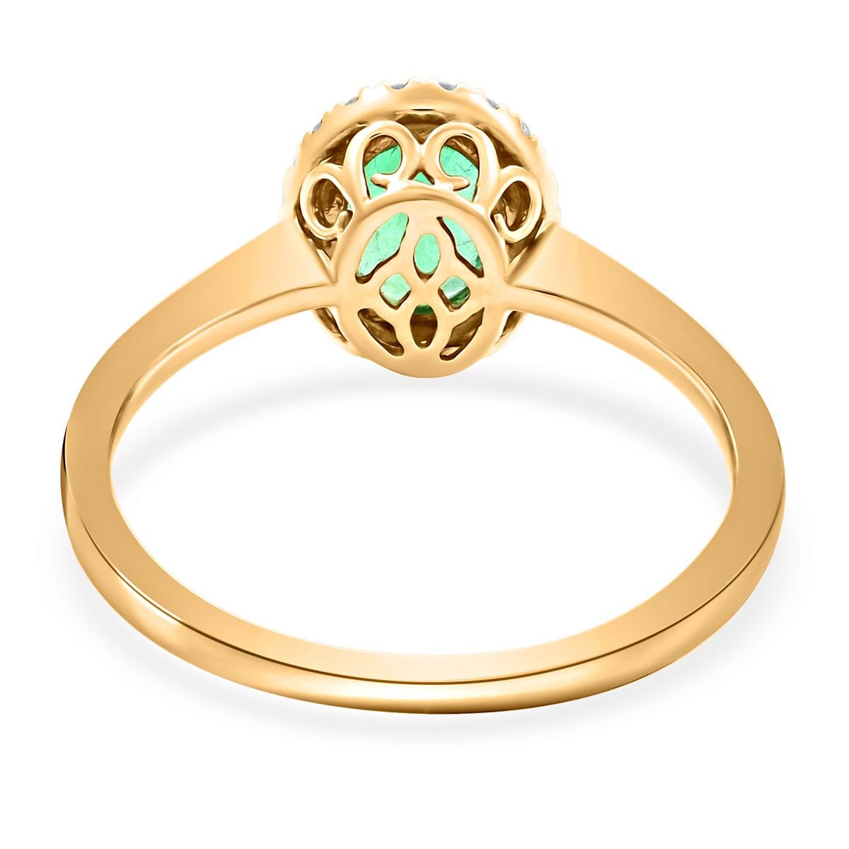Luxoro AAA Kagem Zambian Emerald and G-H I2 Diamond 1.40 ctw Ring in 14K Yellow Gold (Size 10.0) (Del. In 10-15 Days) image number 4