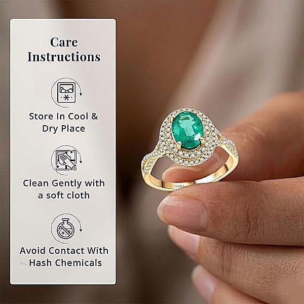 Luxoro AAA Kagem Zambian Emerald and G-H I2 Diamond 2.30 ctw Ring in 14K Yellow Gold (Size 10.0)