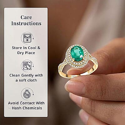 Luxoro AAA Kagem Zambian Emerald and G-H I2 Diamond 2.30 ctw Ring in 14K Yellow Gold (Size 10.0)