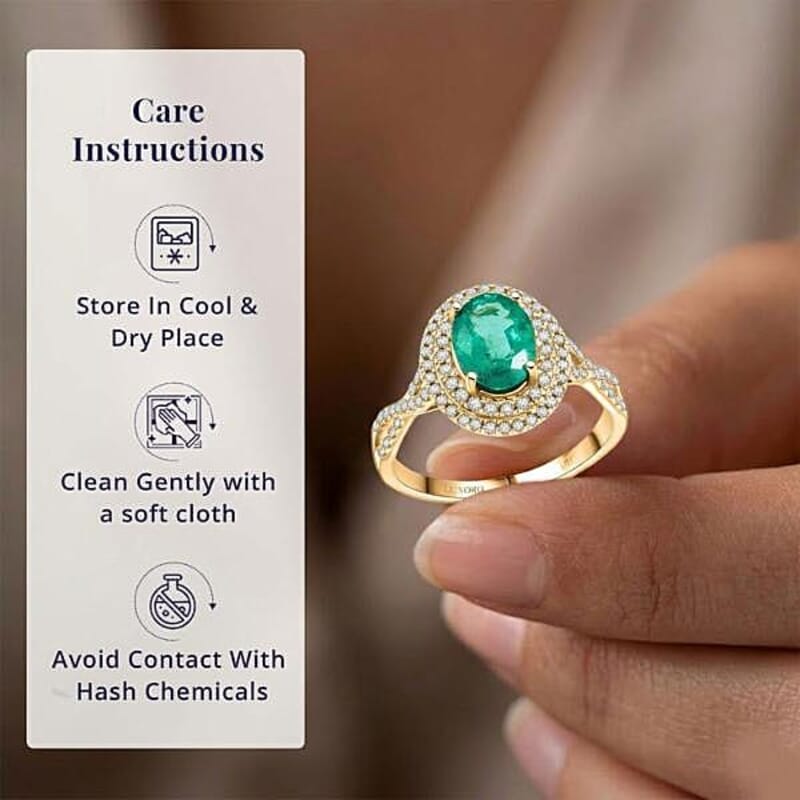 Certified and Appraised Luxoro AAA Kagem Zambian Emerald and G-H I2 Diamond 2.30 ctw Ring in 14K Yellow Gold (Size 10.0)