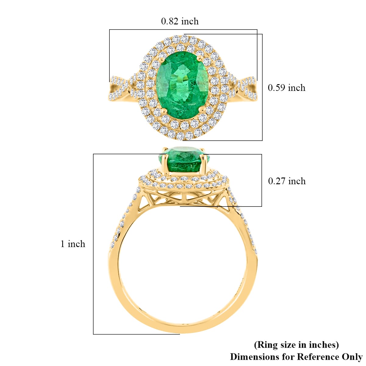 Luxoro AAA Kagem Zambian Emerald and G-H I2 Diamond 2.30 ctw Ring in 14K Yellow Gold (Size 10.0) (Del. In 10-15 Days) image number 5