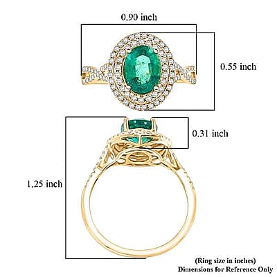 Luxoro AAA Kagem Zambian Emerald and G-H I2 Diamond 2.30 ctw Ring in 14K Yellow Gold (Size 10.0)