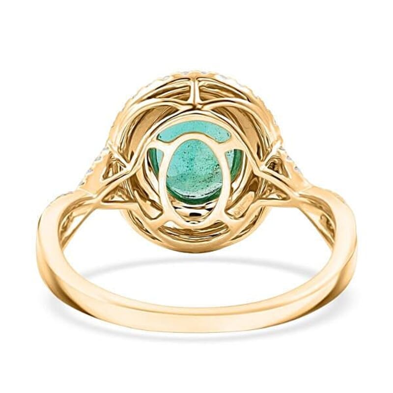 Certified and Appraised Luxoro AAA Kagem Zambian Emerald and G-H I2 Diamond 2.30 ctw Ring in 14K Yellow Gold (Size 10.0)