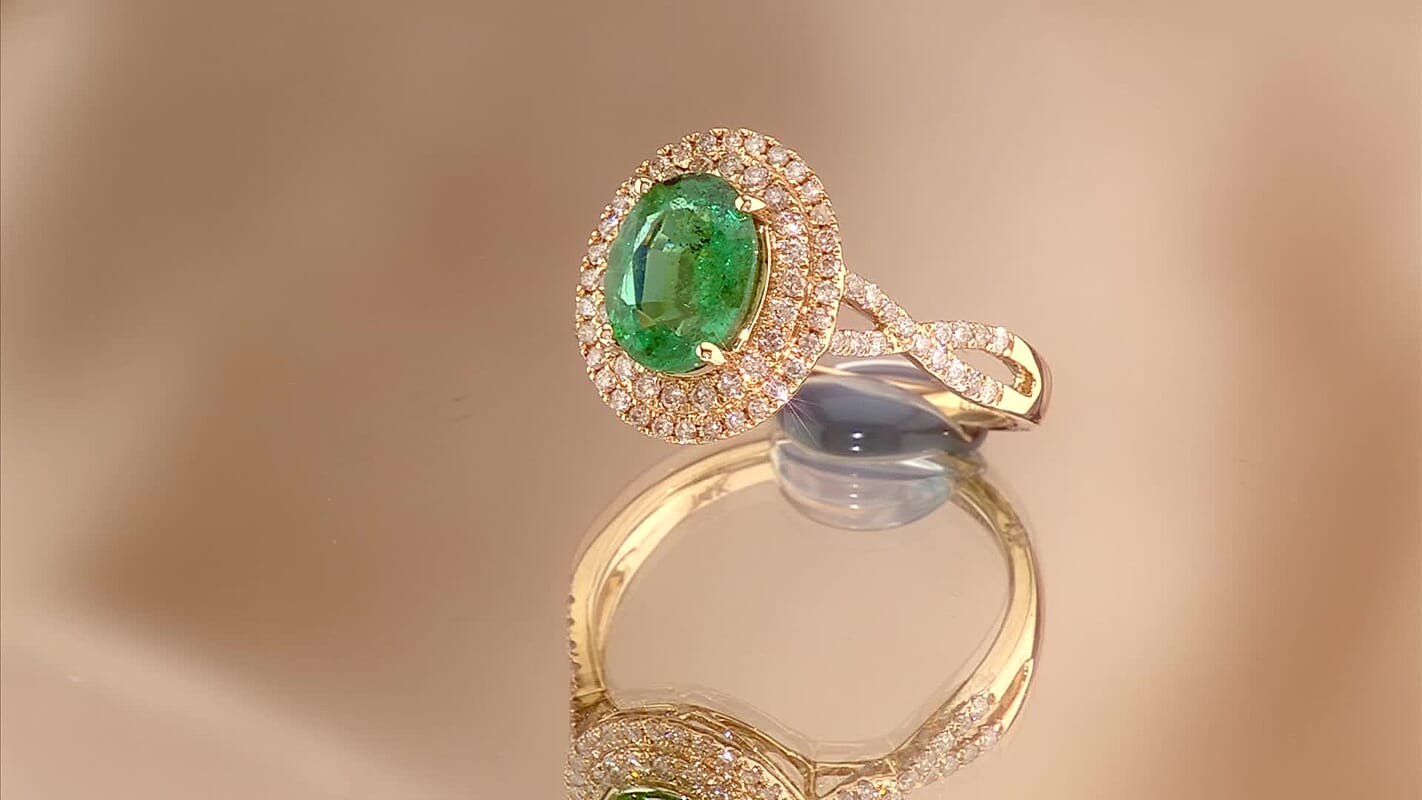 Luxoro 14K Yellow Gold AAA Kagem Zambian Emerald, Diamond (G-H, I2) Ring (Size 10.0) (Del. in 10-15 Days) 2.30 ctw