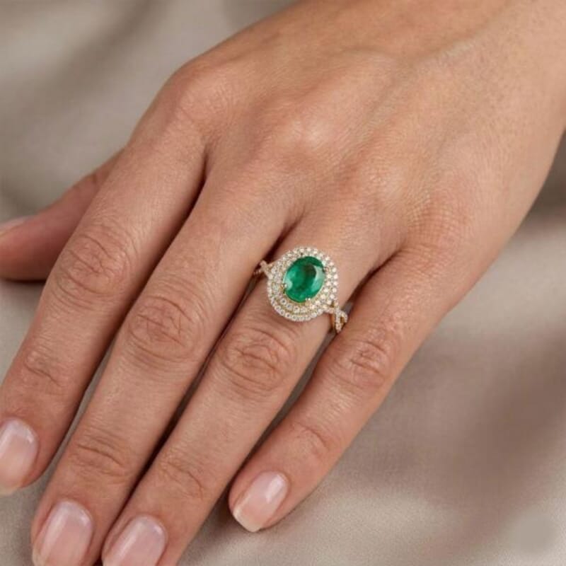Certified and Appraised Luxoro AAA Kagem Zambian Emerald and G-H I2 Diamond 2.30 ctw Ring in 14K Yellow Gold (Size 7.0)