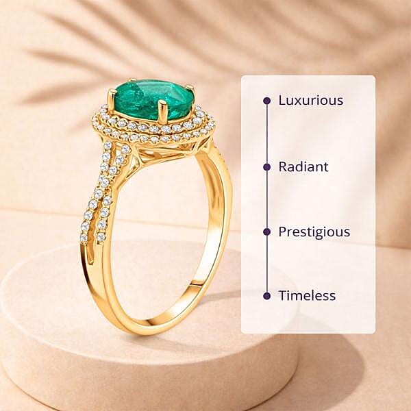 Certified and Appraised Luxoro AAA Kagem Zambian Emerald and G-H I2 Diamond 2.30 ctw Ring in 14K Yellow Gold (Size 7.0)